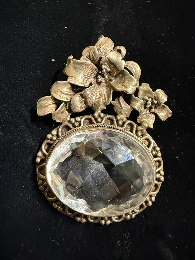 Large Crystal Oval Quartz Sterling Silver Pendant