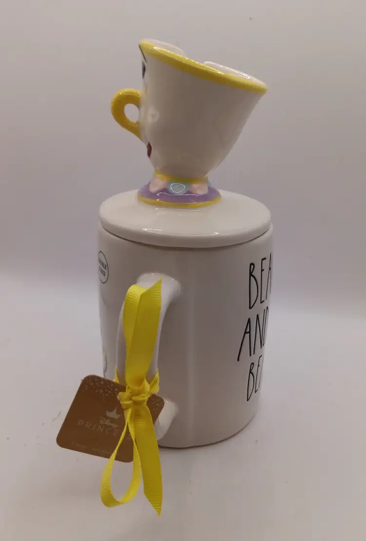 NWT Disney Rae Dunn Beauty and the Beast Mug with Topper