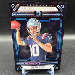 Drake Maye Rookie Portraits Blue/99 2024 Panini Photogenic New England Patriots