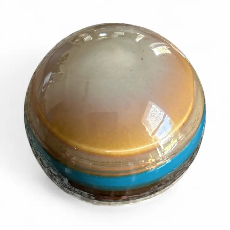 Multicolor Retro Striped Ceramic Orb Figurine