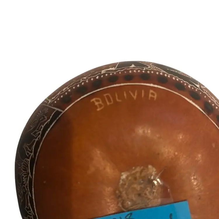 Handcarved Gourd Rattle Made In Bolivia