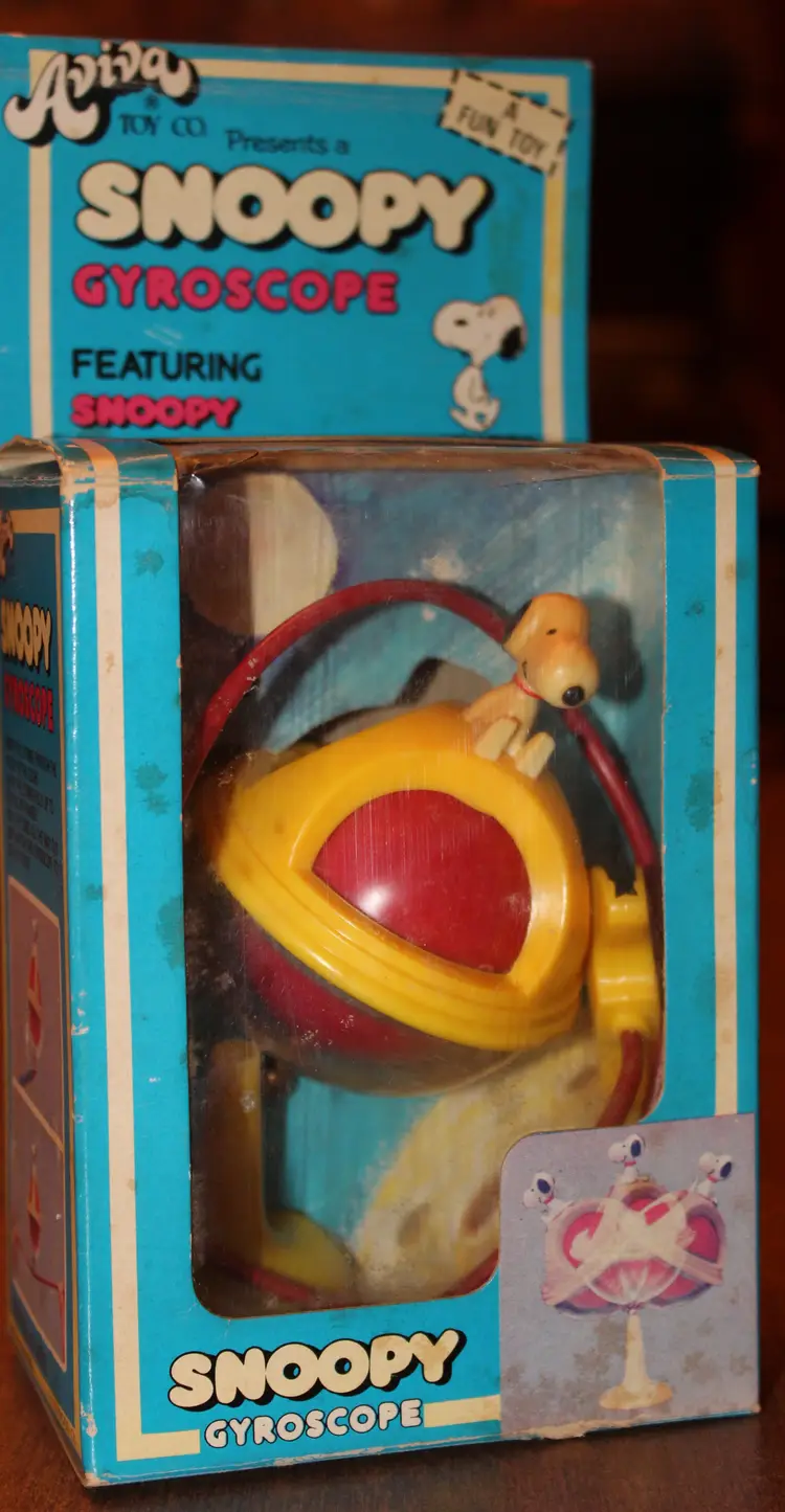 1965 Aviva Peanuts Snoopy Gyroscope – Original Box – Works Great – Pull String – VTG