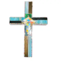 Handmade Stained Glass Wooden Cross