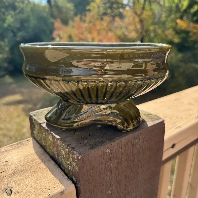 Vintage 1970s Olive Green Planter