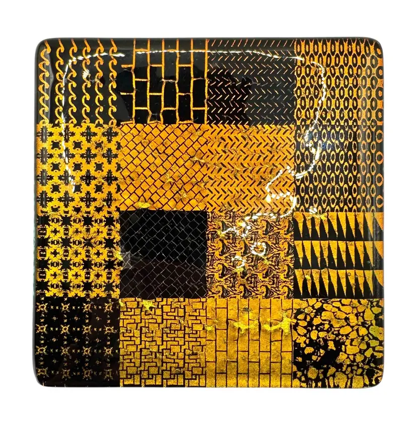 Fused Dichroic Art Glass Coaster Tile Glasshopper Patterns Sales Sample 2018 4”