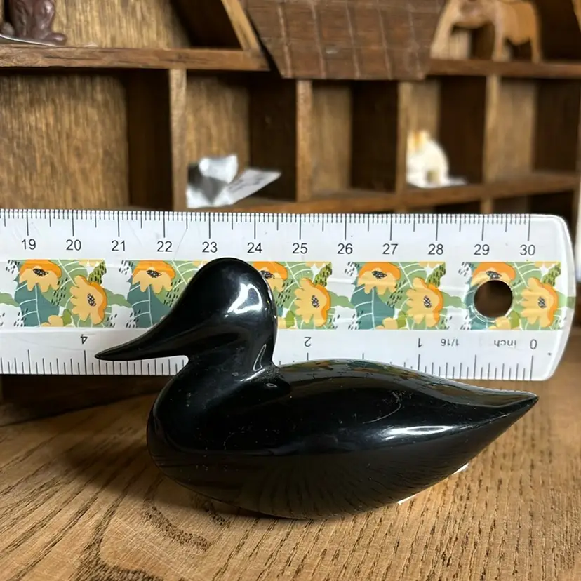 Black Ironwood Carved Mini Duck 4” Miniature