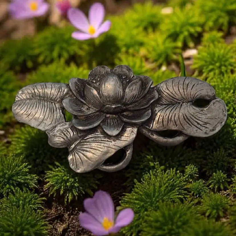 Vintage Seagull Pewter Lotus Flower Brooch Pin Canada Signed