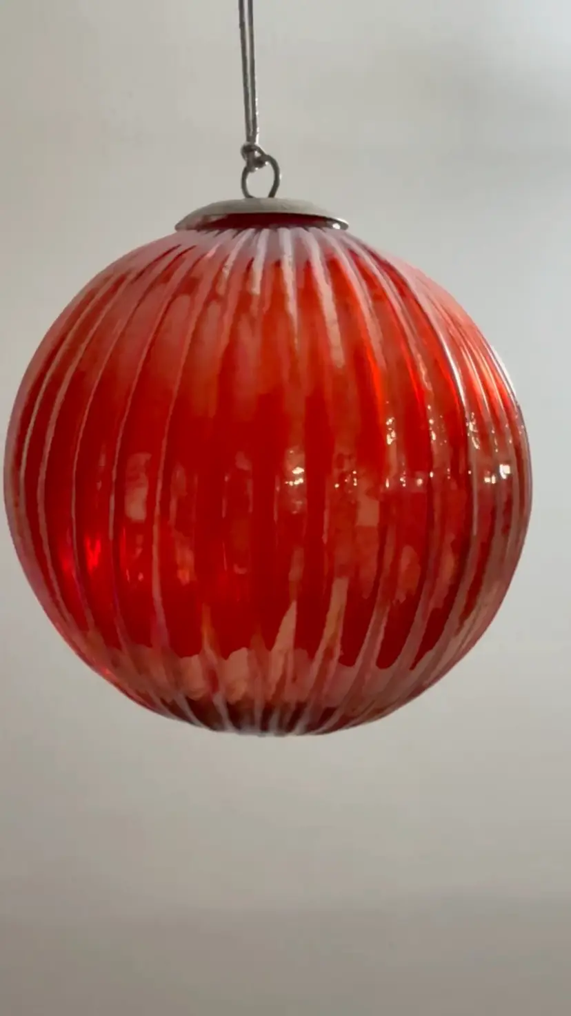 Large Mercury Glass Ribbed Ornament Shere