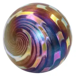 Beautiful Rare NEW Old Stock STUART ABLEMAN Checker Woven Swirl Art Glass Paperweight