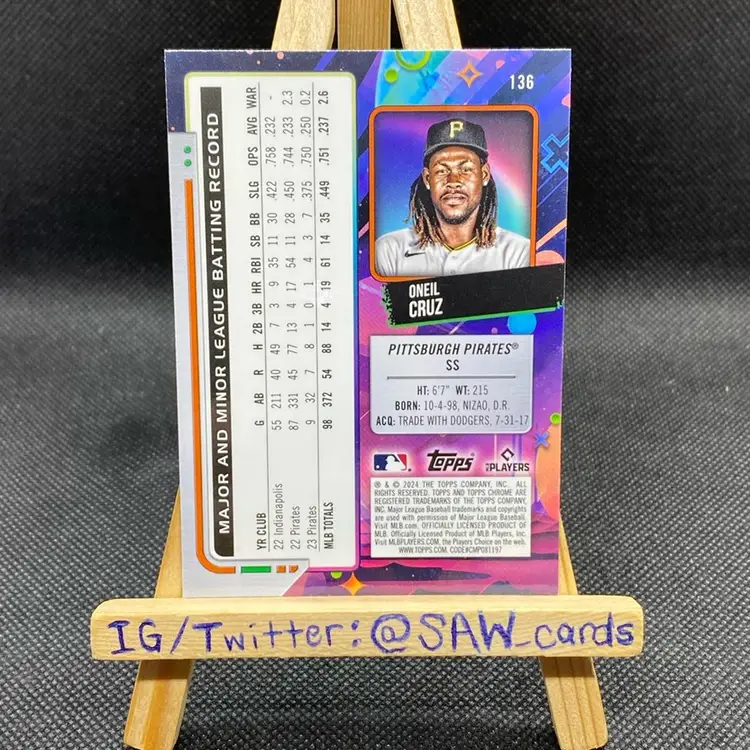Oneil Cruz 2024 Topps Chrome Cosmic White Hole Pittsburgh Pirates
