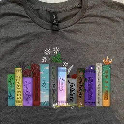 Large - Gray - Taylor Albums Shirt - Hand Drawn Fan Design