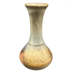 Vintage Pottery Craft Vase with Leaf Motif