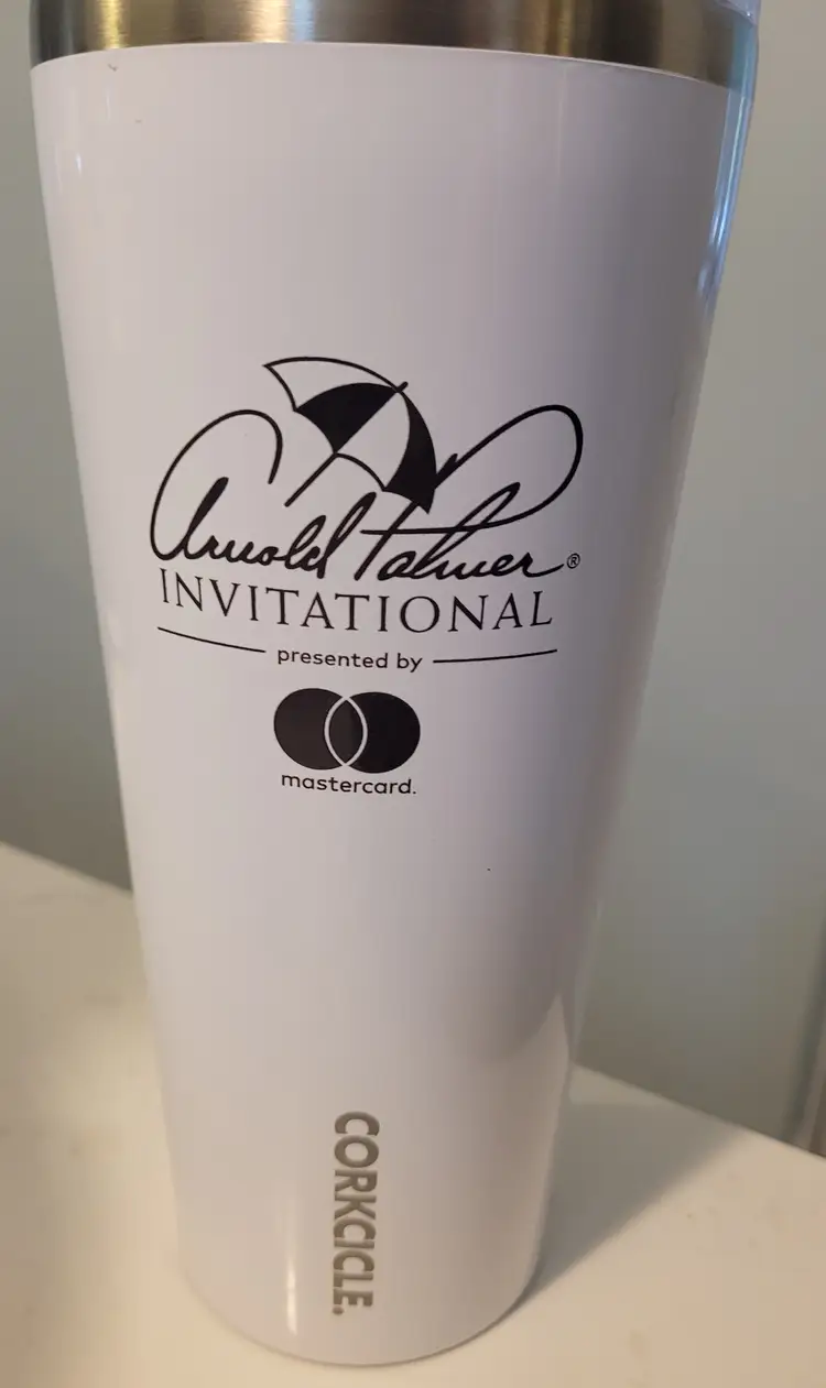 Arnold Palmer Invitational Corkcicle 24oz White stemless tumbler 9 Hours Cold 3