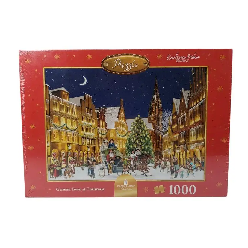 German Town at Christmas Puzzle Barbara Behr Edition 1000 Piece Sealed 27" X 20"