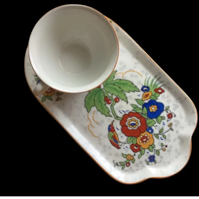 Crown Ducal Ware Snack Set Tea Cup And Plate 9.5 Inches Long