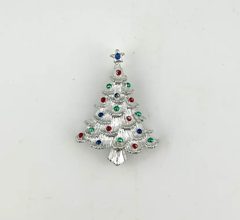 Vintage Gerryβs Silver Tone Christmas Tree Brooch 2βx 1.5β