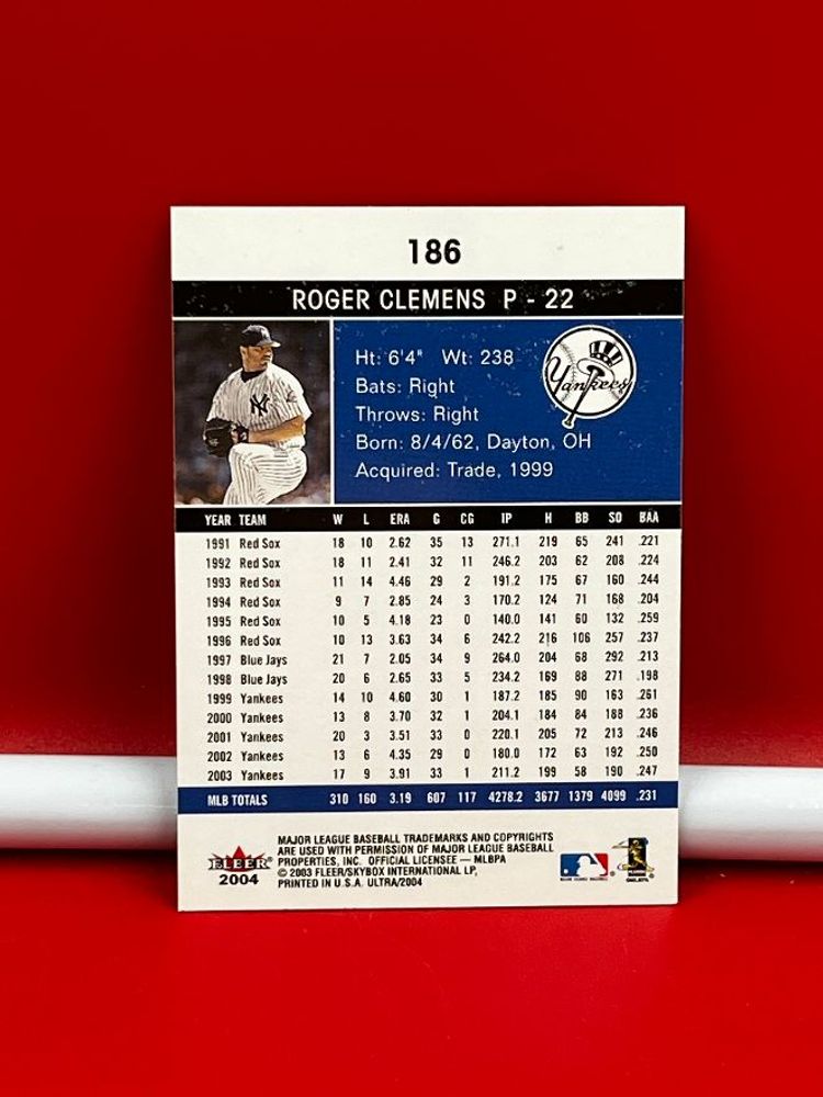 2003 Fleer Ultra Collector Baseball Trading Card Yankees Roger Clemens #186