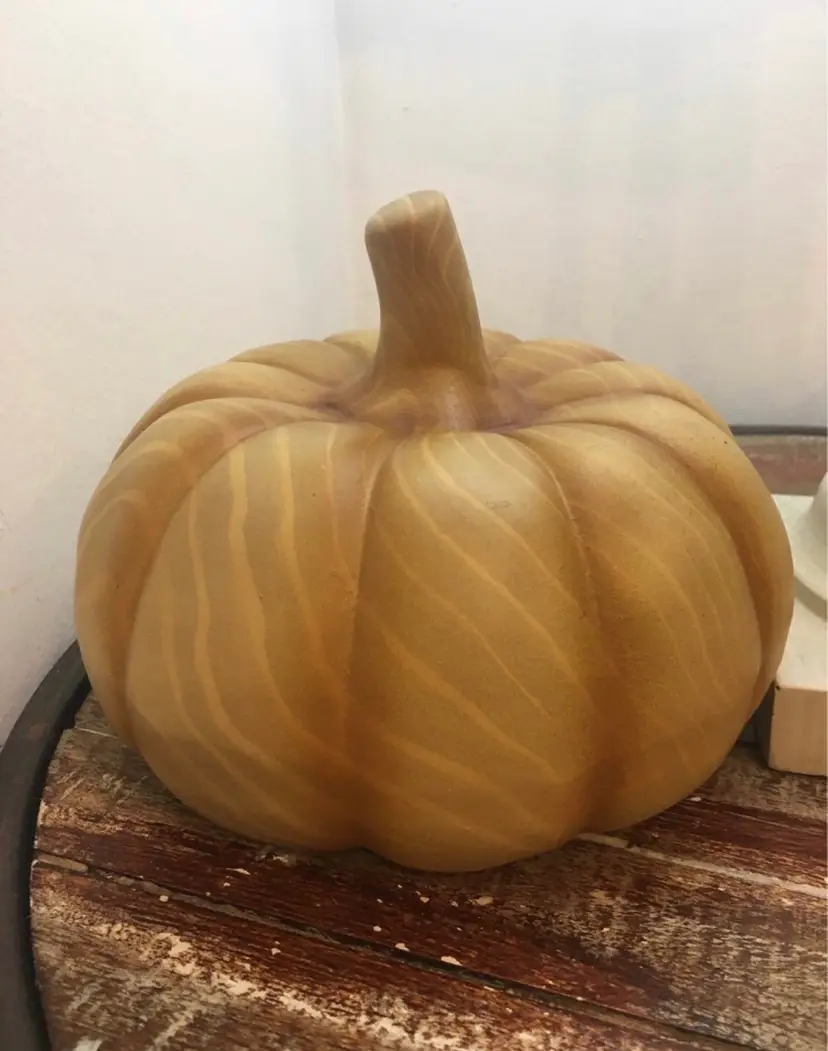 Ceramic Wooden Style Pumpkin Decoration