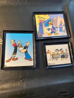 Framed Classic Cartoon Prints – Flintstones, Popeye, Woody Woodpecker