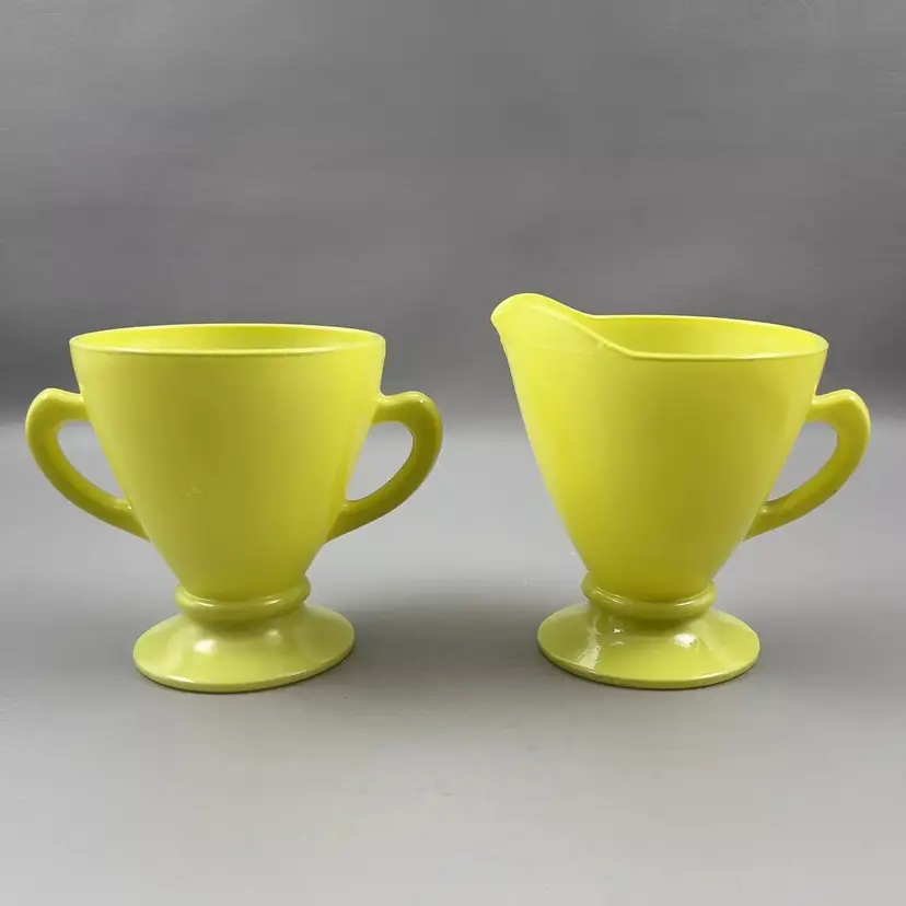 Vintage Hazel Atlas Moderntone Yellow Glass Sugar & Creamer Set
