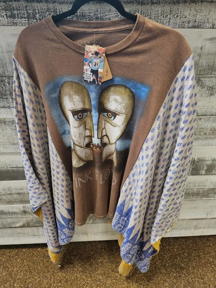 #110 PINK FLOYD: Upcycled Vintage Treads Kantha Ponchos
