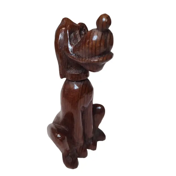Pluto VTG Hand Carved Wood Figure Dark Tone