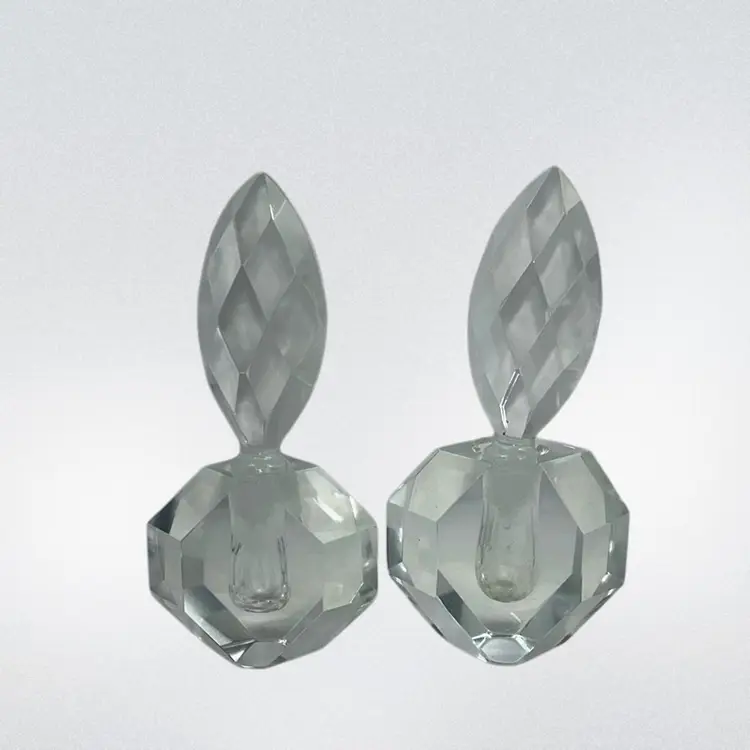 Cut Crystal Glass Perfume Dabber Bottle X2