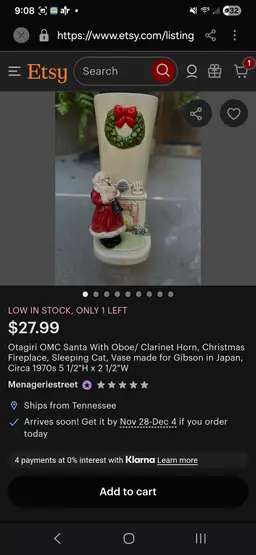 Vintage Santa vase