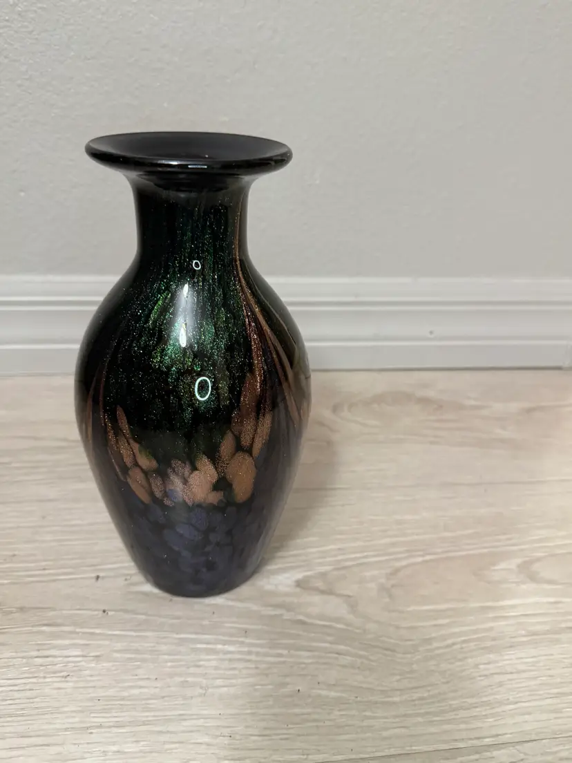 Vintage Dale Tiffany for Pier 1 Imports Mardi Gras Art Glass Vase