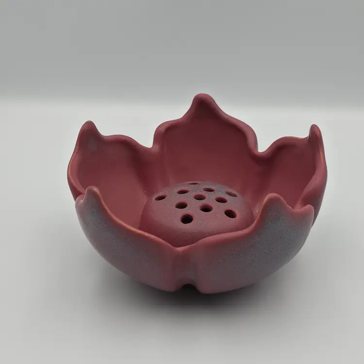 Vintage Van Briggle Art Pottery Bowl Lotus Flower with Flower Frog