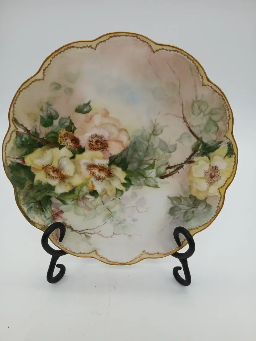 Haviland France Handpainted Plate Yellow Roses