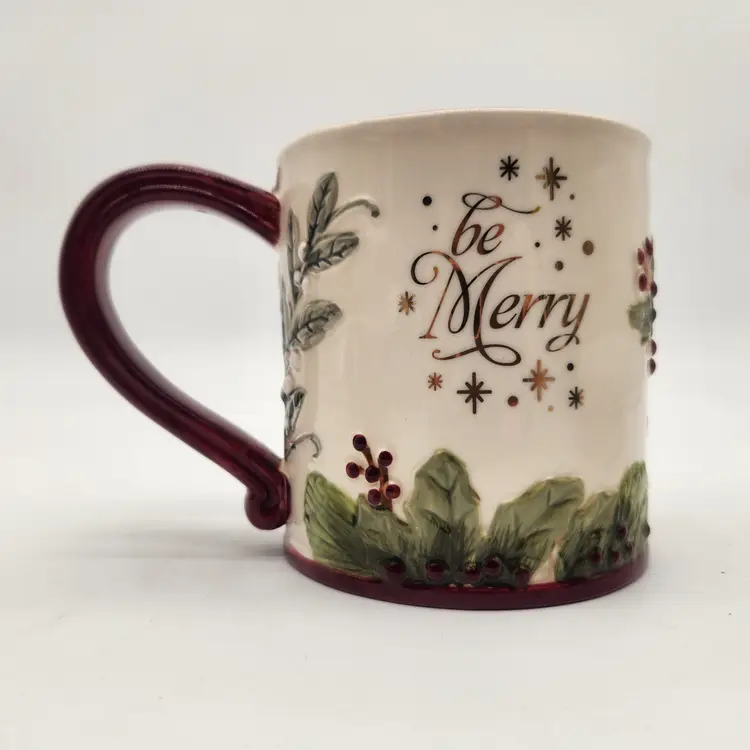 Nothing says warm and cozy quite like a cable knit sweater - and this cup is wearing one! Made of stoneware with a capacity of 18 ounces, this mug means business! Measurements: 4 1/2" tall, 4" in diameter across at rim  Features: Dishwasher Safe, Microwave Safe, Suitable for Hot Beverages, Decorated  Keywords: Pfaltzgraff, Winterberry, Mug, Christmas, Holiday, Merry Everything, Red, Cable Knit, Ceramic, Dishwasher Safe, Microwave Safe, Coffee Cup, Tea Cup, Winter, Gift  From a Smoke Free Environment. Item shown is the exact item you will receive. Ships from Northeast Ohio.