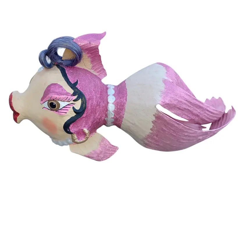 Rare Huge 22" Katherine's Collection Kissing Fish Ornament Paper Mache Display. Used as the store display.