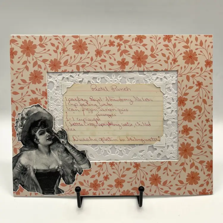 Pastel Punch — Original Vintage Drink Recipe Card On Decorative Non-Damaging Hand Made Matting