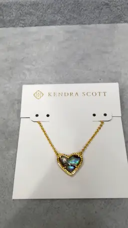 Kendra Scott Heart Ari Abalone Shell Necklace Gold With Extender Gift