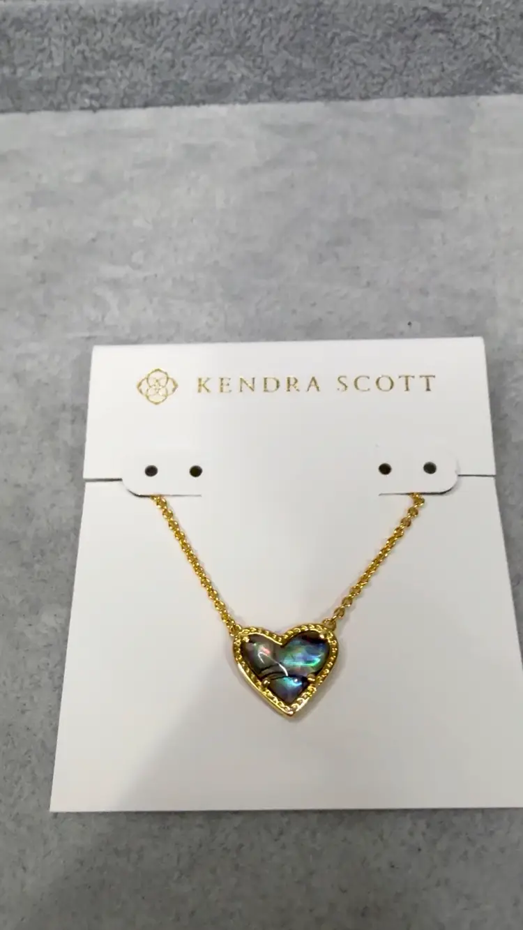 Kendra Scott Heart Ari Abalone Shell Necklace Gold With Extender Gift