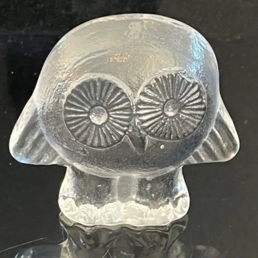 LISA LARSON Glass Crystal OWL Ppwt Animals In Freedom Royal Krona SWEDEN Vintage
