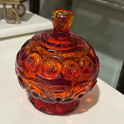 Amberina Moon and Stars Covered Bowl