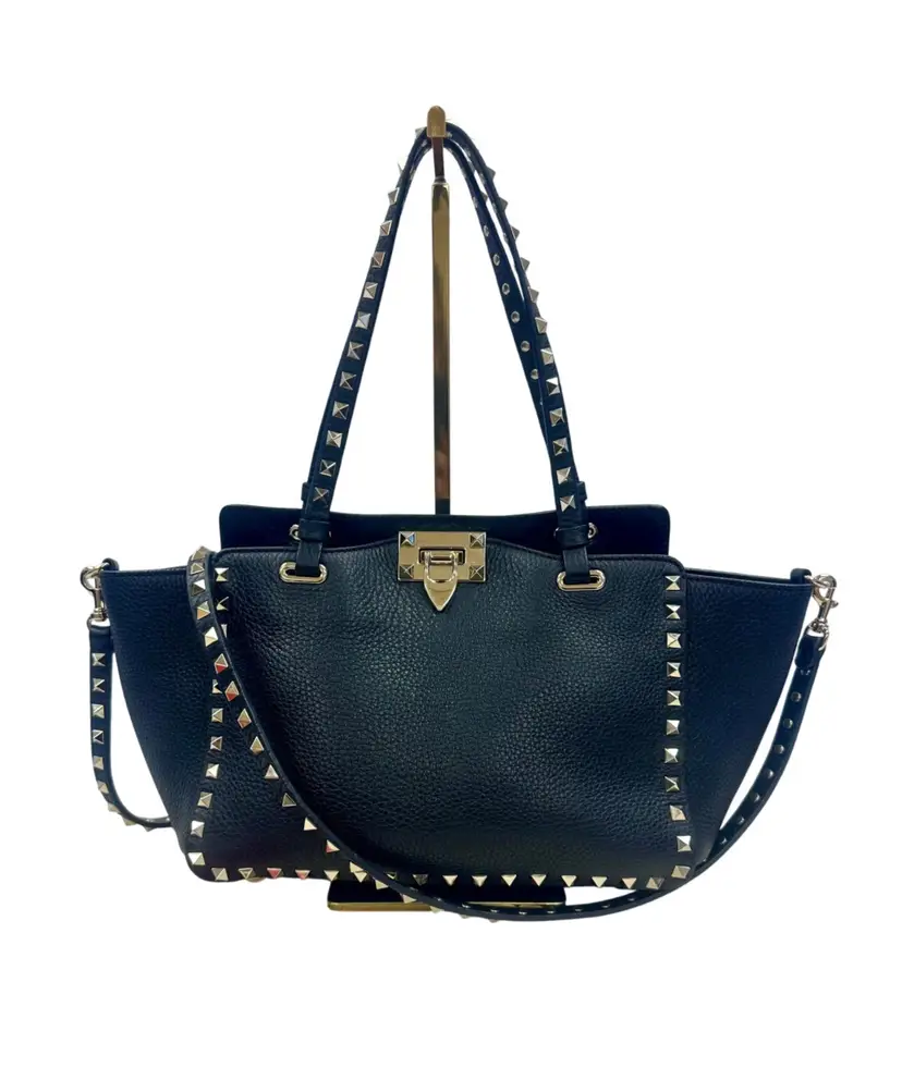 Valentino Black Rockstud Small Tote Bag