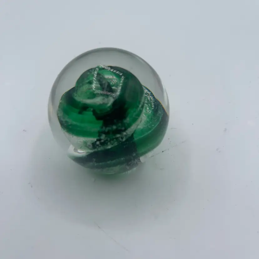 Paperweight With Green Swirl Signed By The Artist Please See The Last Photo 2 Inches