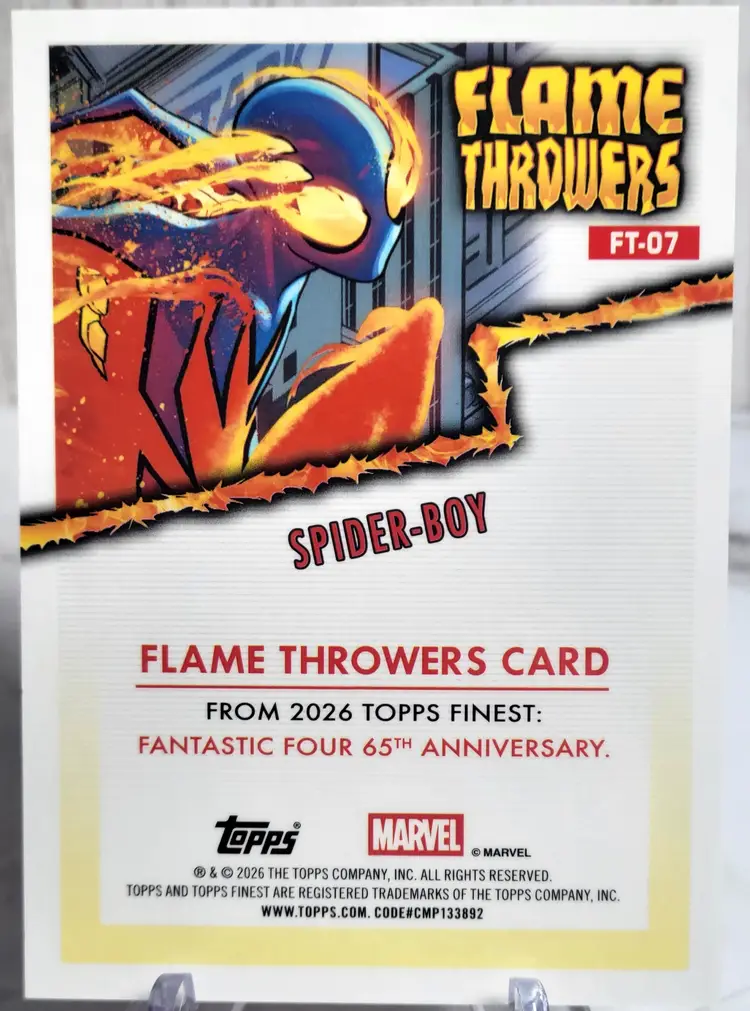 2026 Topps Finest Fantastic Four Spider-Boy Flame Throwers #FT-07