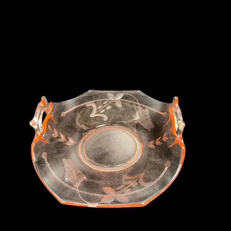 Pink Depression Octagonal Glass Truffle Bowl w/ Handles-Imperial glass Company-Molly Pattern