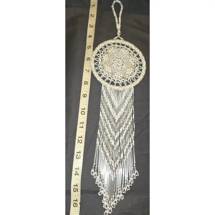 Elegant White Beaded Dreamcatcher