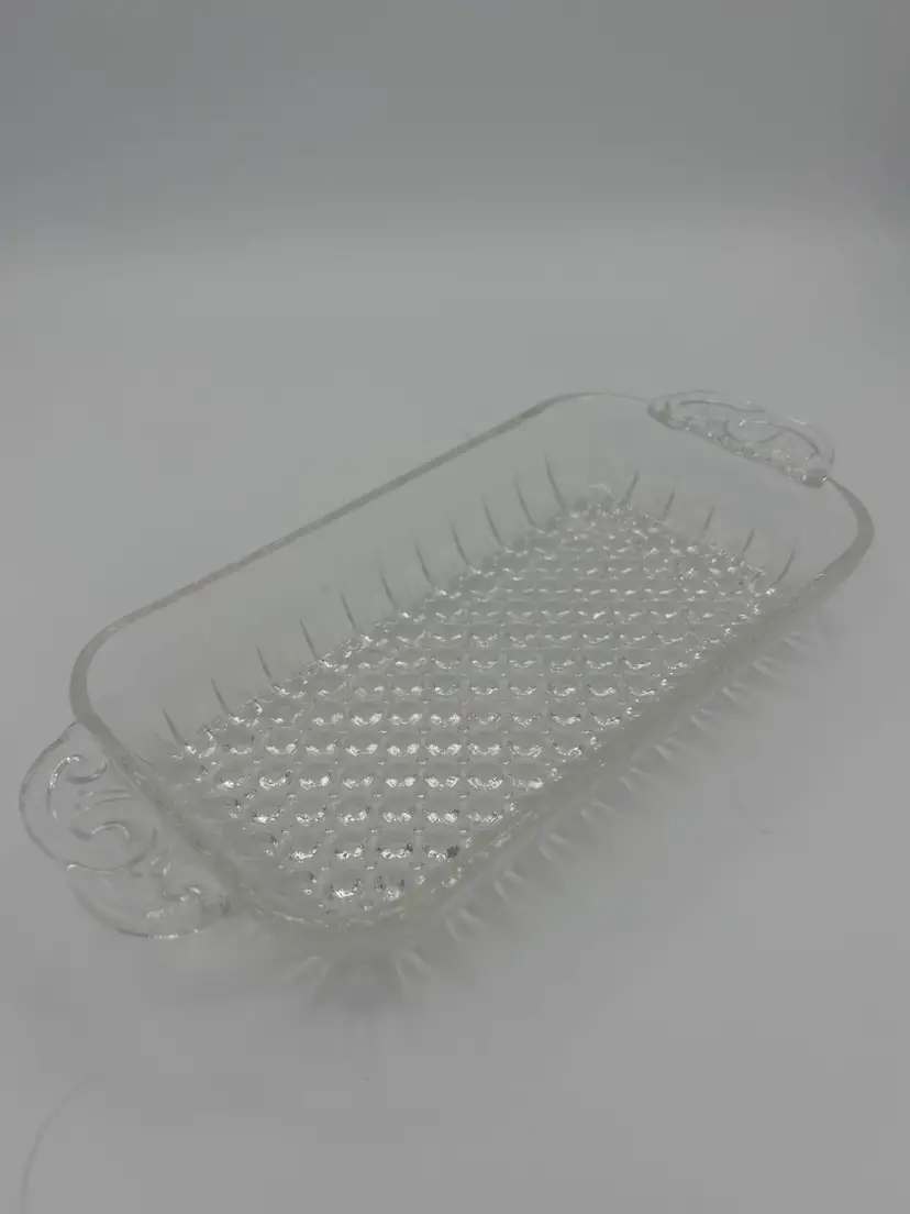 Vintage Clear Glass Tray With Handles