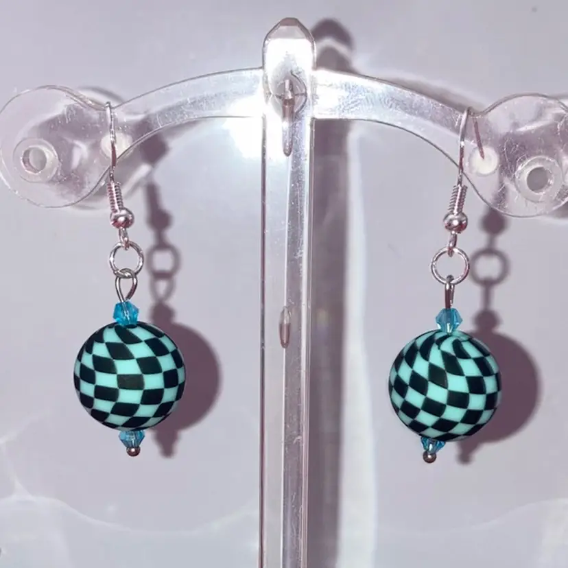 925 Stamped Sterling Silver Fish Hooks! Acid Tested! Made By Me! 1 3/4” Drop! Black And Blue