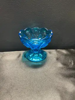 Fairfield Laser Blue by ANCHOR HOCKING Compote Dessert Dish Bowl Candy Vintage