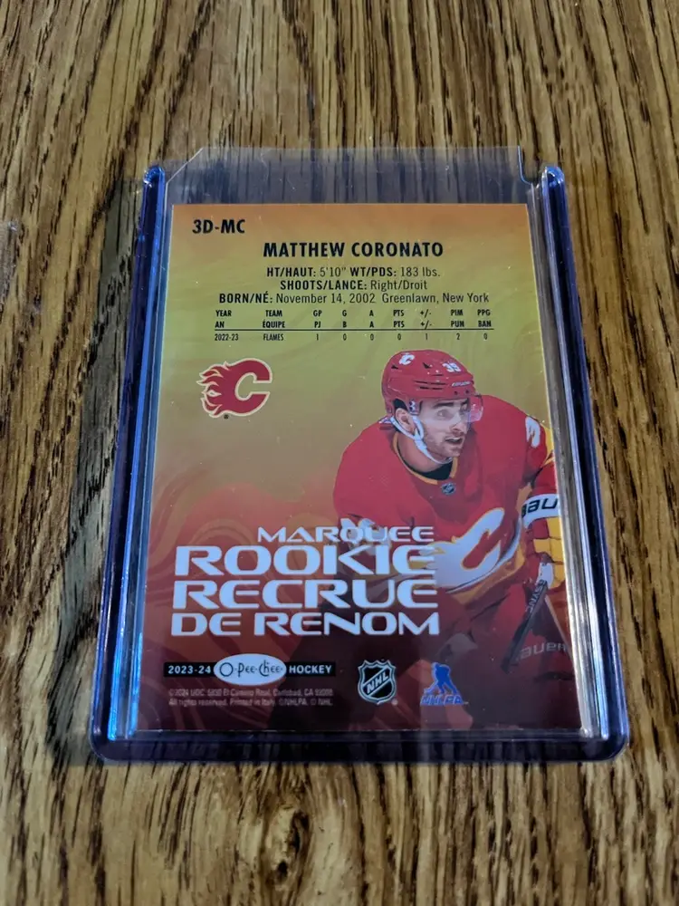 O Pee Chee Marquee Rookie 3D Matthew Coronato Flames