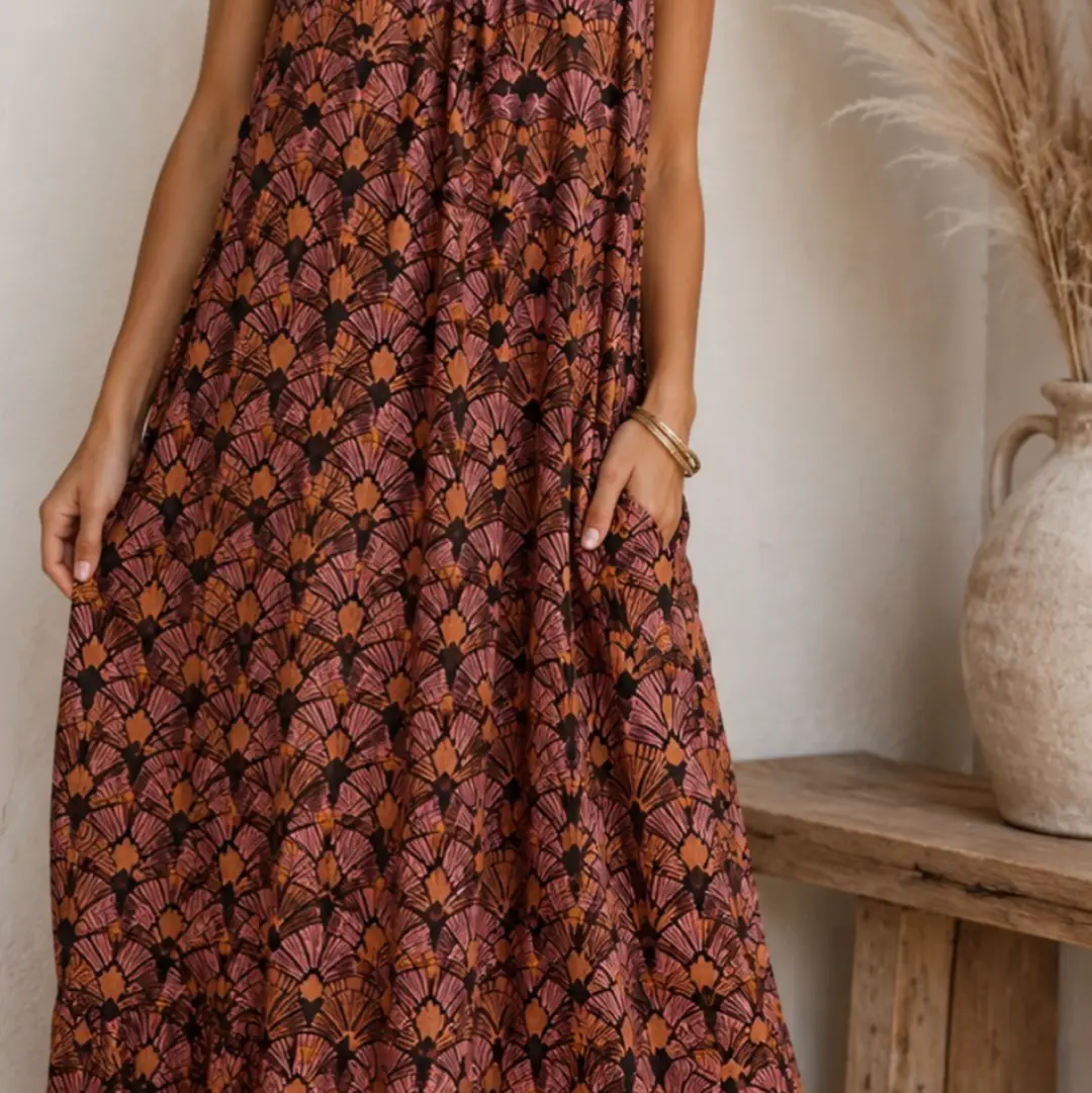 C&C California Maxi Dress XL - Fan Pattern
