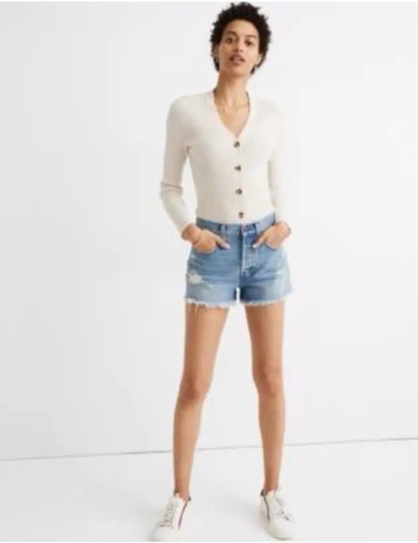 NWT Madewell Relaxed Denim Shorts 27 Foxglen Distressed Festival Cowgirl Raw Hem