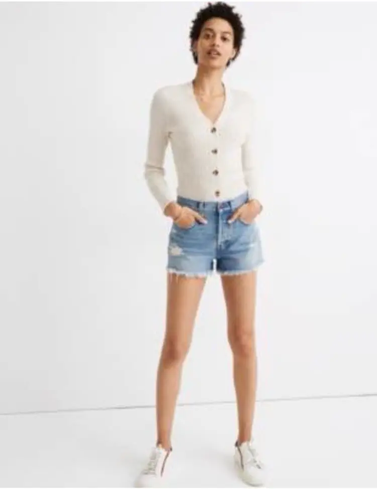 NWT Madewell Relaxed Denim Shorts 27 Foxglen Distressed Festival Cowgirl Raw Hem